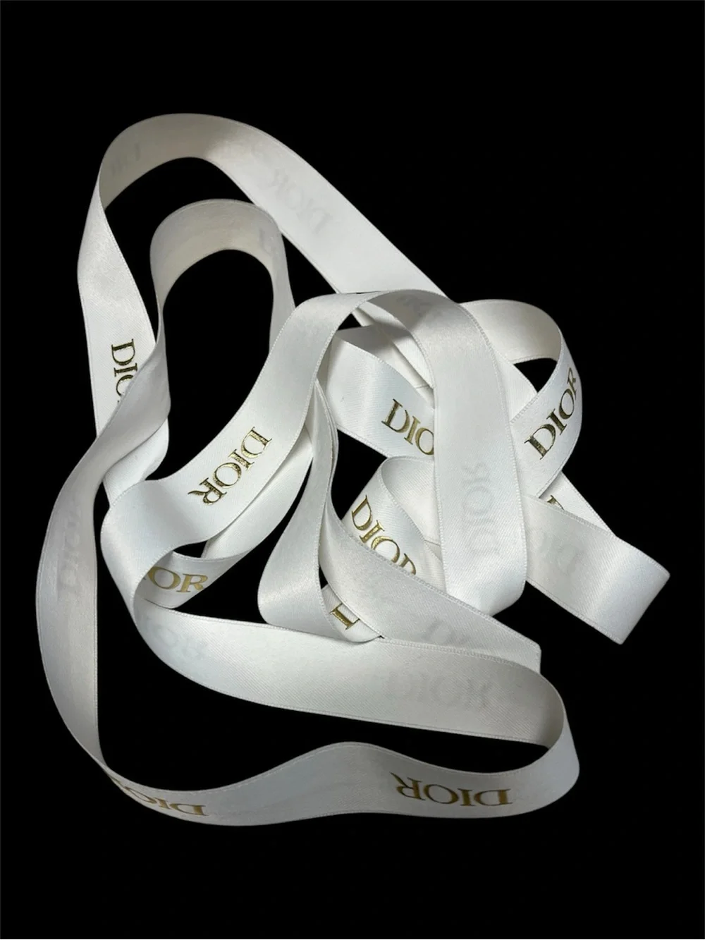 Dior White Ribbon with Gold Logo Print